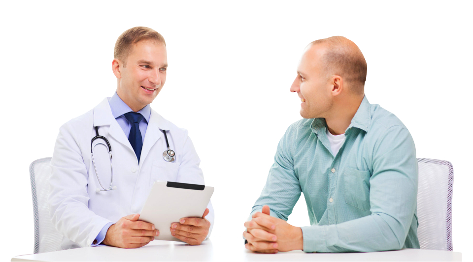 A doctor extending his hand for a handshake together with his fellow doctors